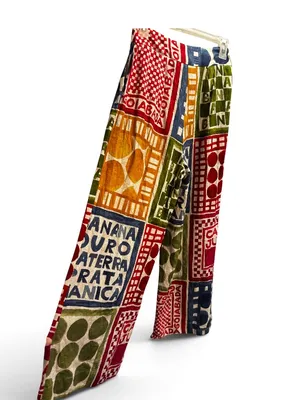 FARM Rio Selo Bananeira Linen Blend Wide Leg Pants XS Tropical Boho Colorful thumbnail 4