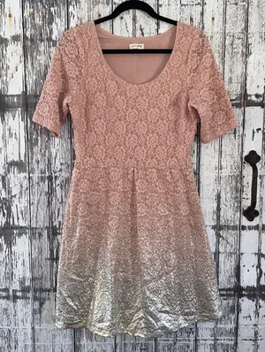 Maison Jules pink & gold lace fit and flare dress thumbnail 2