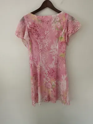 Cottagecore Prairie Petite Mini Dress Pink Size XS thumbnail 6