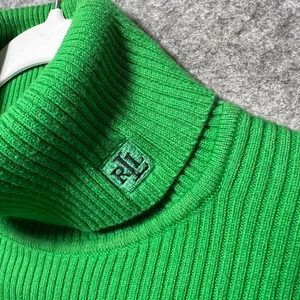 Vintage Lauren Ralph Lauren Green Ribbed Cotton Turtleneck Sweater‎ LRL Logo M thumbnail 2