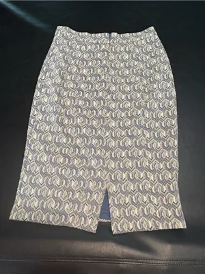 Maeve by Anthropologie Blue and Cream Geometric Knit Pencil Skirt Size Small thumbnail 3