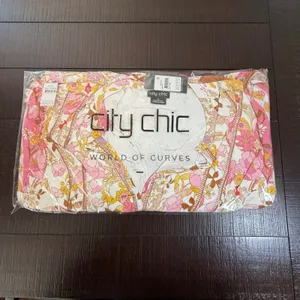 City Chic Maxi Sky Dress Ivory Free Floral Paisley Handkerchief Hem Plus Sz 18 M thumbnail 2
