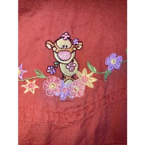 Vintage Disney Winnie the Pooh Shirt Womens XLarge Red Pearl Snap Button‎ up thumbnail 6