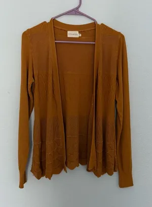 Dreamers Mustard Gold Open Cardigan L Lightweight Cotton Blend thumbnail 1