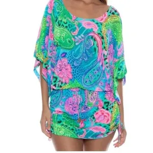 New Luli Fama SEAGLASS FANTASY South Beach Dress Multicolor Coverup Vibrant thumbnail 3