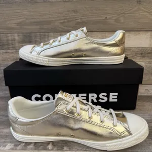 NEW Converse Chuck Taylor Dainty Lucky Ox Gold Metallic A15448C Women's Size 9.5 thumbnail 2