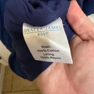 Draper James RSVP Dress XL Navy Blue Smocked Puff Sleeve Mini‎ Striped thumbnail 5
