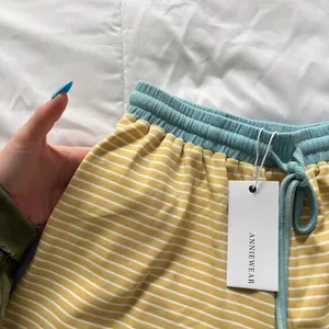 NWT Annie Wear Yellow Striped Lounge‎ Shorts Womens Small Sleep Pjs thumbnail 2