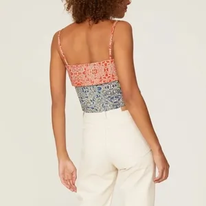 CAROLINA K Sienna Top Medium Multicolor Floral Boho Festival Tie Front Crop Tank thumbnail 3