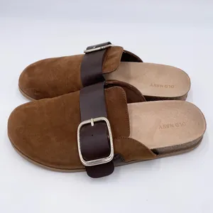 Old Navy Women's Faux Suede Clog Shoes Size 8 Chestnut Brown Chunky Buckle Y2K thumbnail 5