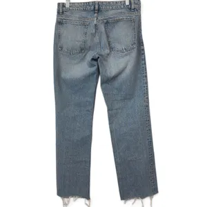 Zara Women Light Wash High Rise Straight Leg Jeans Raw Hem Size 6 thumbnail 2