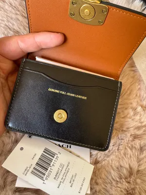 Coach Bandit Card Case - Black Refined Calf Leather w/Brass - NWT thumbnail 5