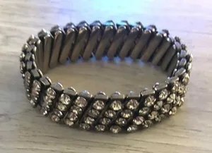 Vintage 4 Row Rhinestone Stretchy Bracelet thumbnail 1
