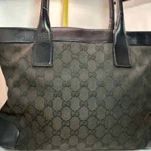 Gucci Black Tote Hand Bag with Iconic GG Design thumbnail 1