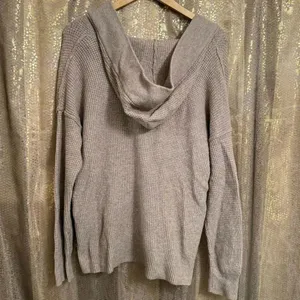 Aerie Tan Cozy Up Waffle Knit Hooded Sweater Oversized XS thumbnail 2