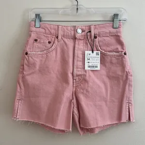 Zara | Pink High Rise Denim Shorts thumbnail 3