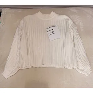 Princess Polly Mock Neck Ribbed Knit Sweater Cream White Cropped Slouchy‎ XS/S thumbnail 5