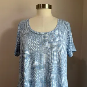 Cuddl Duds CottonWear Midi Dress L Blue Print Casual Soft Lounge‎ thumbnail 4