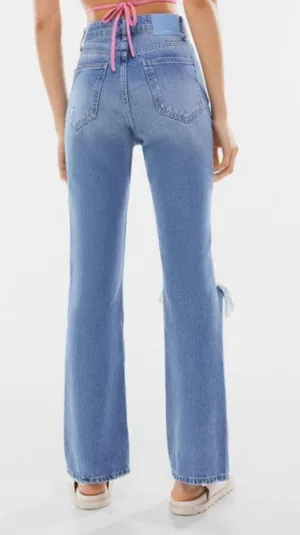 Bershka Ripped High Waisted Y2K Jeans Denim Pants thumbnail 3
