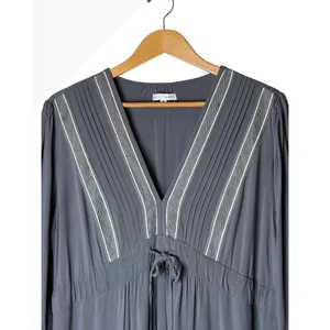 Baltic Born Maxi Dress Women XL Gray Embroidered Tiered Boho Cottagecorre thumbnail 4