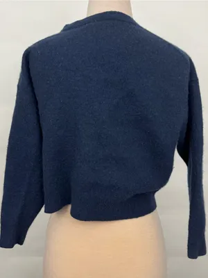 Athleta Apline Wool Cashmere Crewneck Sweater Navy Large thumbnail 2