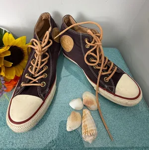 Converse Chuck Taylor High Top Sneakers in Dark Plum with Tan Laces thumbnail 1