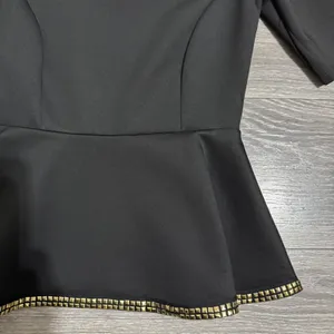 New Dorothy Perkins Black Peplum Top Gold‎ Studded Neckline Hem Women Size XS thumbnail 5