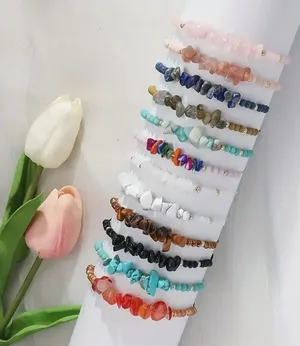 12PCS Mixed Color Rainbow Colorful Stone Crystal Bracelets thumbnail 2