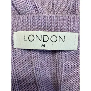 London Purple Wool Ribbed Sleeveless Side Slit Midi Tank Bodycon Sweater Dress M thumbnail 5