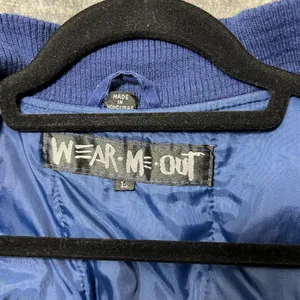 Vintage 90s Bomber Jacket Mens Large Blue Wear Me Out‎ Zip Up thumbnail 6