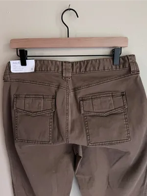 LOFT Julie Curvy Brown Stretch Cargo‎ Utility Pants Slim Leg Size 8 NWT thumbnail 7