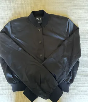 ZARA Satin Cropped Bomber Jacket thumbnail 2