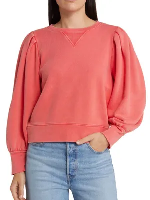 RAILS Cherry Tiffany Puff Balloon Sleeve Cotton Fleece Sweatshirt thumbnail 1