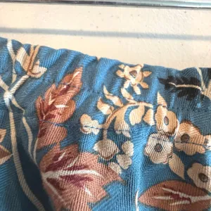 Monterey Bay Floral Maxi Skirt‎ Blue Tan Rayon A-line Elastic Waist Women's XL thumbnail 4