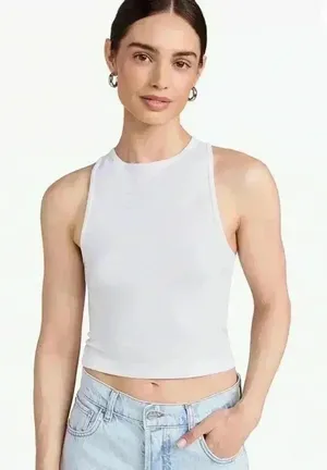 Intimately Free People Women’s White Ribbed High-Neck Halter Tank Top thumbnail 1