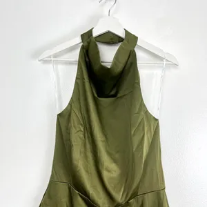 ELLIATT Camo Asymmetric Satin Cocktail Dress in Khaki Size Large thumbnail 6