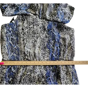 AA Studio Womens BohoChic‎ Blue Black Snakeskin Ruffle Tie Waist Dress, 14 thumbnail 5