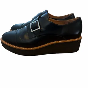 Halogen Black Leather Single Buckle Platform Loafers thumbnail 2