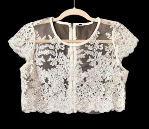 Ivory Boho Bridal Crop Top Wedding Lace Top thumbnail 1