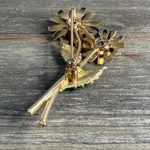 VTG Lisner Enamel Sunflower Brooch Gold Tone Daisy Floral Pin Autumn Harvest thumbnail 12
