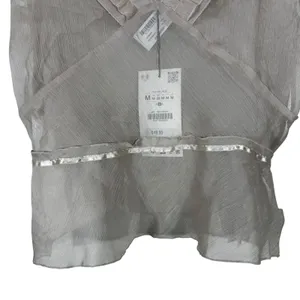NWT Zara Ruffled Pleated Crossover Tank Top Cream Romantic Ethereal Size M thumbnail 3