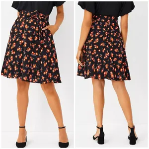 NWT Ann Taylor multicolor floral tie waist full skirted mini skirt Size 14 thumbnail 2
