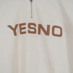 A.M.L Modern Style Sailor Collar Quarter Zip Sweatshirt Cream YESNO Graphic L thumbnail 2
