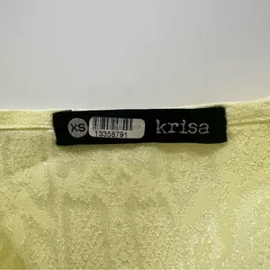Krisa Womens Yellow Snake Print Jacquard Wrap Blouse‎ Puff Sleeve XS thumbnail 4