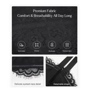 NWT Popilush Lace Corset Bustier Shapewear Top Detachable‎ Straps Black L thumbnail 4