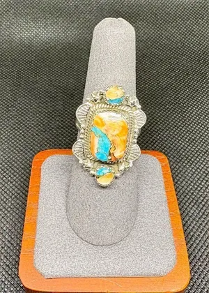 New size 7 spiny turquoise 925 sterling silver ring thumbnail 1