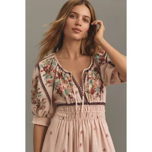 NWT by Anthropologie Somerset Maxi in Creme Floral Puff-Sleeve Edition Dress S thumbnail 3