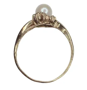 Vintage Solid 10k Yellow Gold Natural Pearl Ring Cool Piece Sz 6.25 thumbnail 6