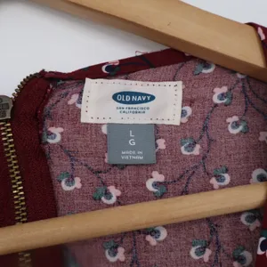 Old Navy Dress Womens L Shift Burgundy Floral 3/4 Sleeve Back Zip Excellent thumbnail 2