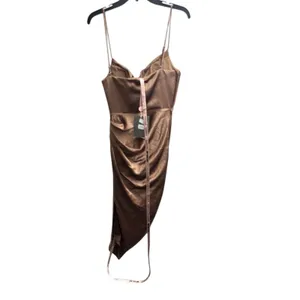 HOUSE OF CB Women Reva Satin Gathered Corset Dress Toffee Size XS $255 NEW thumbnail 3